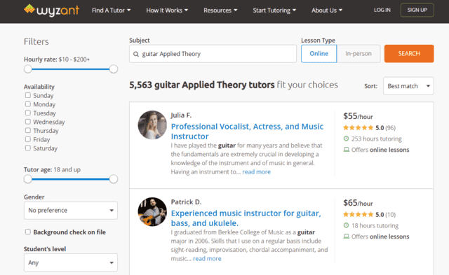 wyzant learn guitar applied theory lessons online