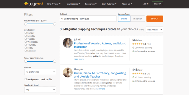 wyzant learn guitar slapping techniques lessons online