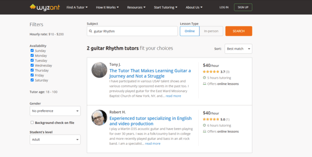 wyzant learn guitar style studies lessons online