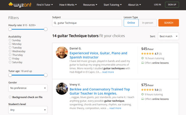 wyzant learn guitar technique lessons online