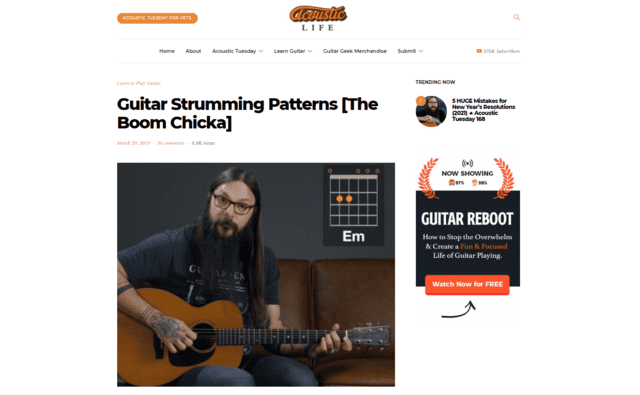 acousticlife learn guitar boom chick strumming pattern lessons online