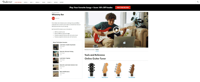 fender learn guitar whammy bar lessons online