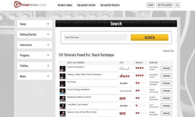 guitartricks learn guitar touch technique lessons online