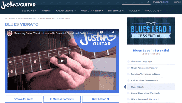 justinguitar learn guitar blues vibrato lessons online
