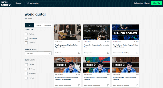 skillshare learn world guitar lessons online