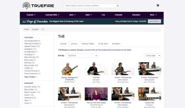 truefire learn guitar trills lessons online