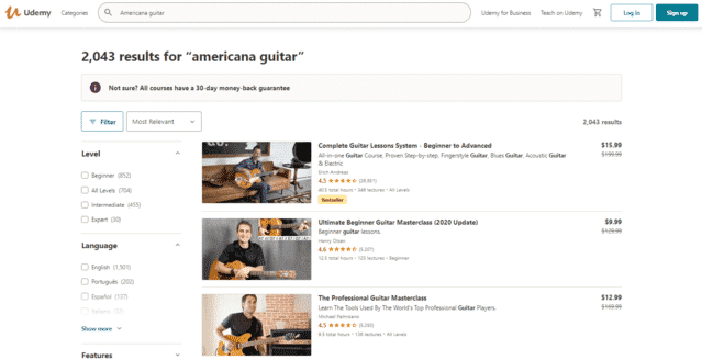 udemy learn americana guitar lessons online