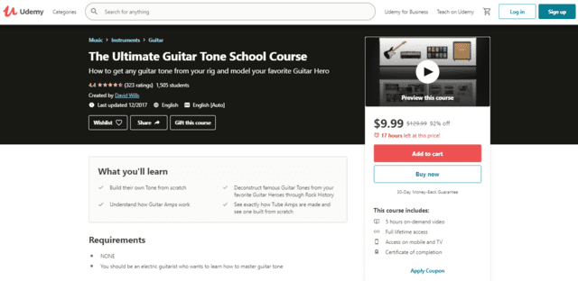 udemy learn guitar tone and gear lessons online