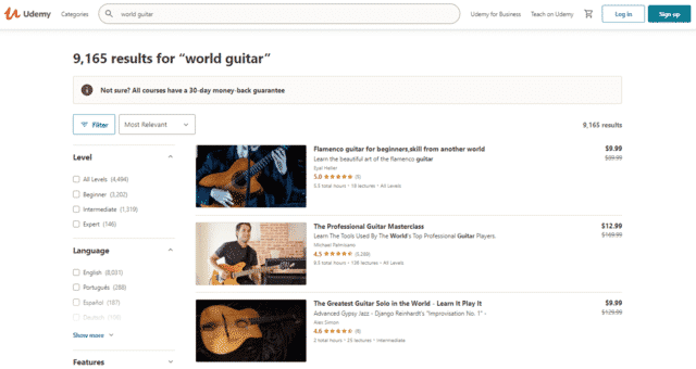 udemy learn world guitar lessons online