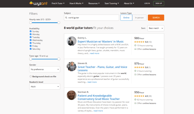 wyzant learn world guitar lessons online