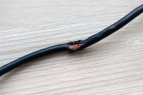 Damaged power cable