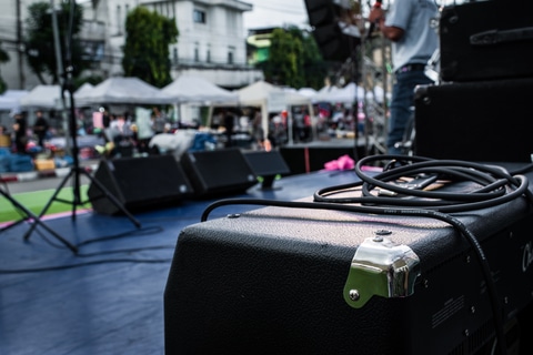 Guitar amp on stage