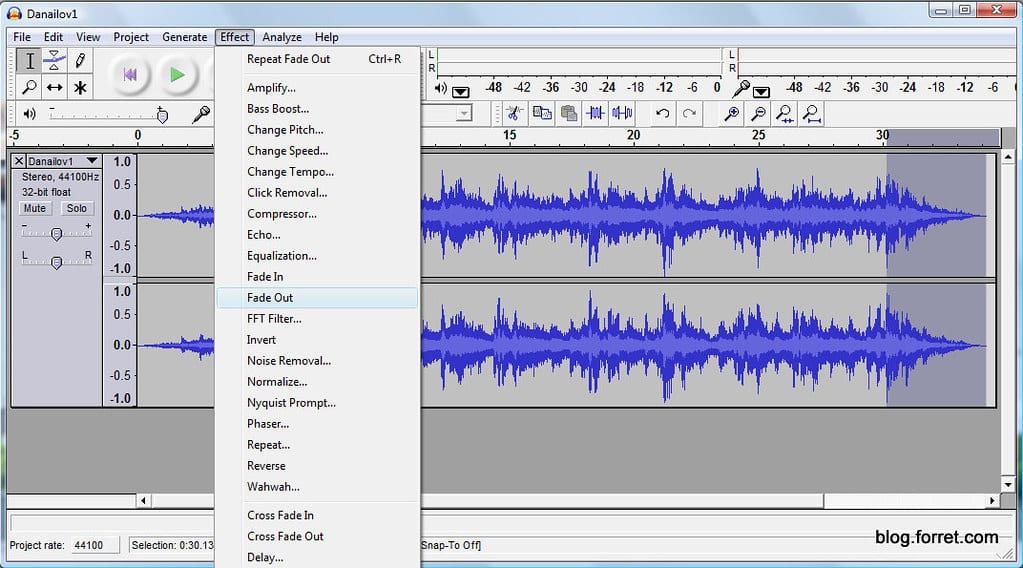 Audacity effect settings