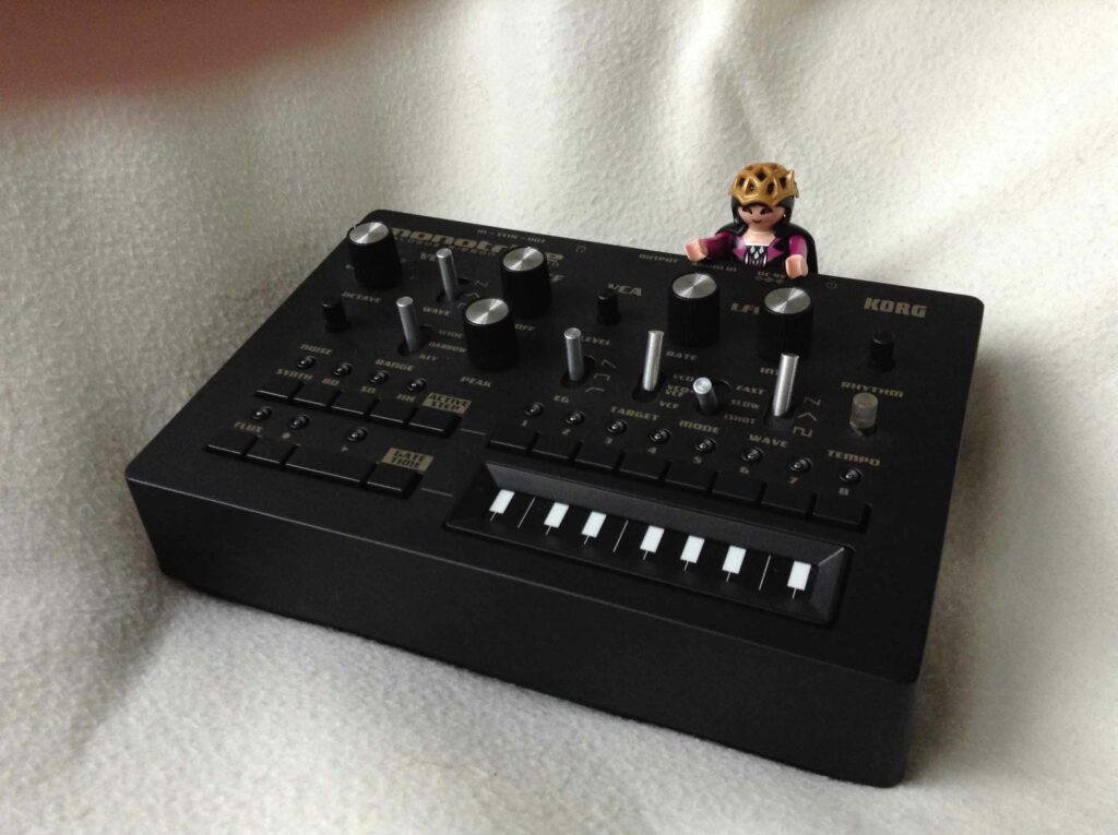 korg monotribe with lego doll