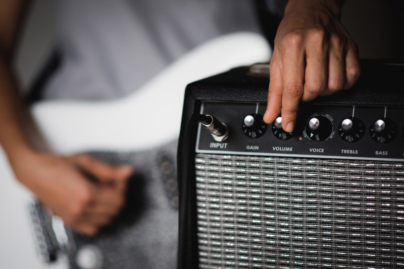 guitar amp closeup for rock music studio production and recording session