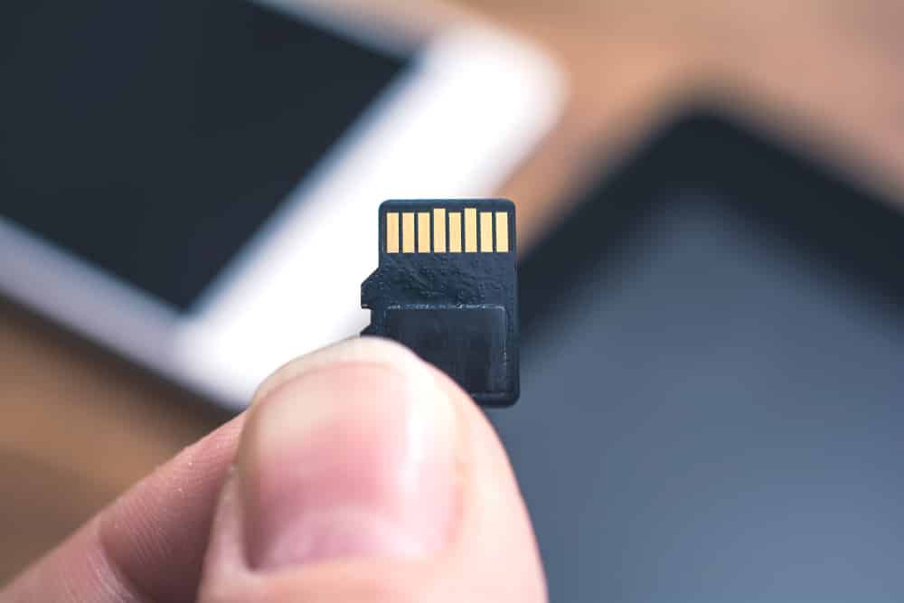 Male Fingers Holding A Micro SD Card