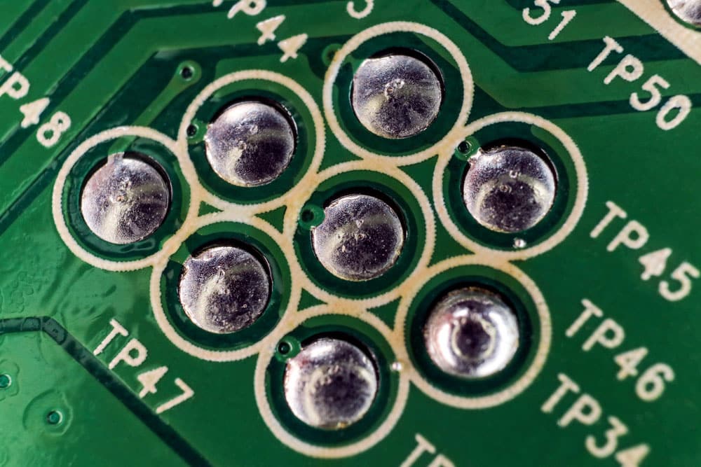 Soldering points on motherboard inside