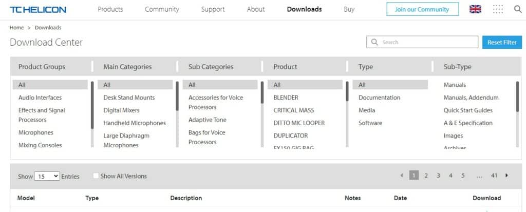 TC Helicon download center