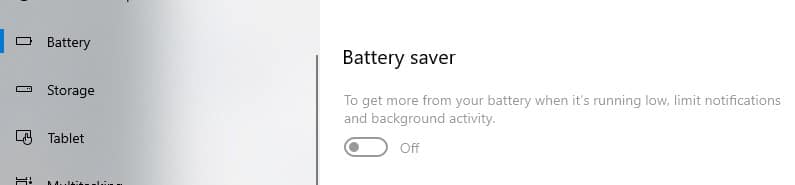 Turning off battery saver