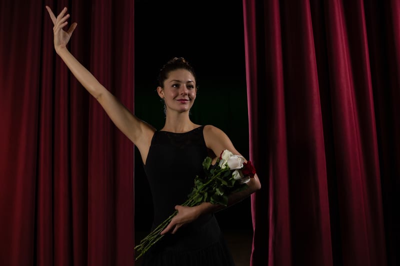 A Ballet Dancer with flower bouquet
