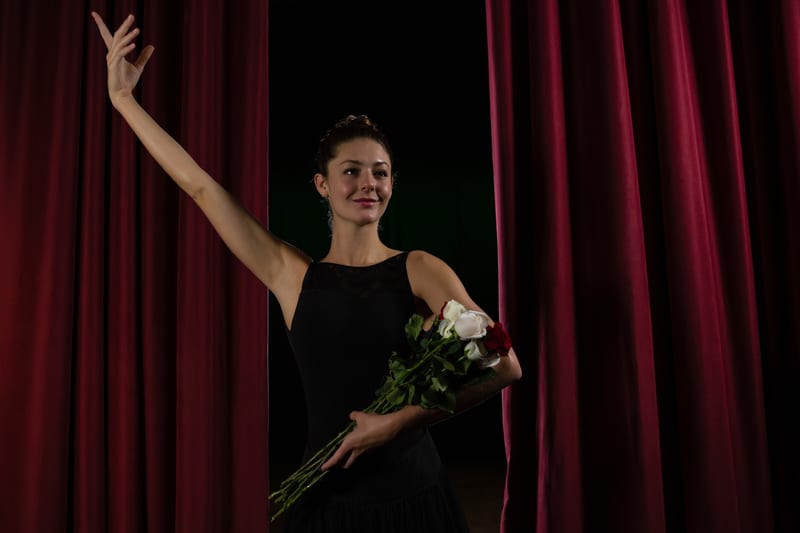 A Ballet Dancer with flower bouquet