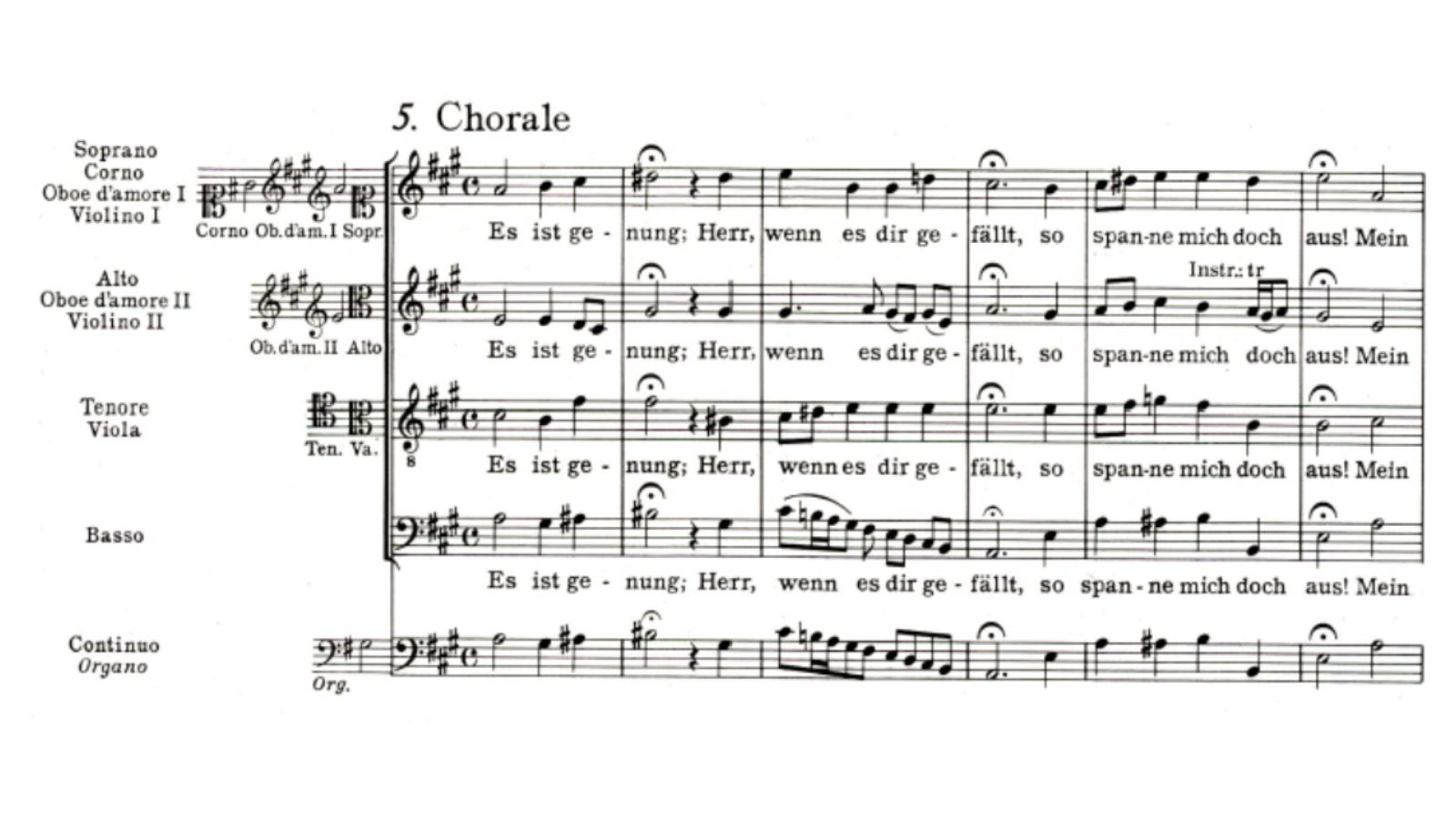 Bach, opening of chorale Est is Genug, from Ewigkeit, du Donnerwort, BWV 60