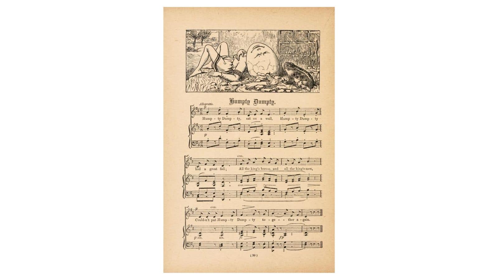 Illustration for Humpty Dumpty in Mother goose Melodies Set to Music