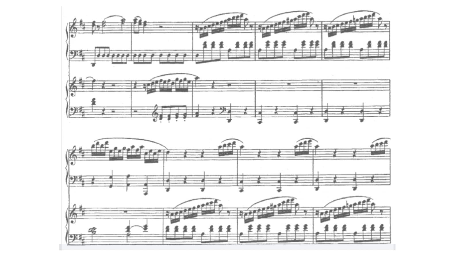 Mozart, Bars 7–15 from Sonata for Two Pianos in D, K448