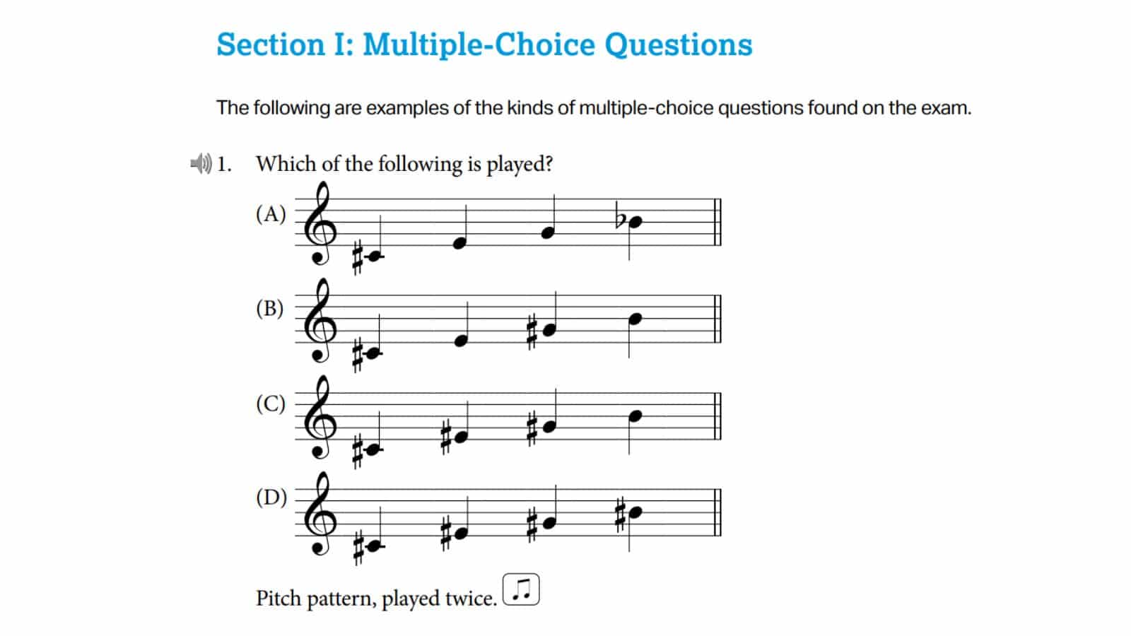 Multiple-choice listening and identification question