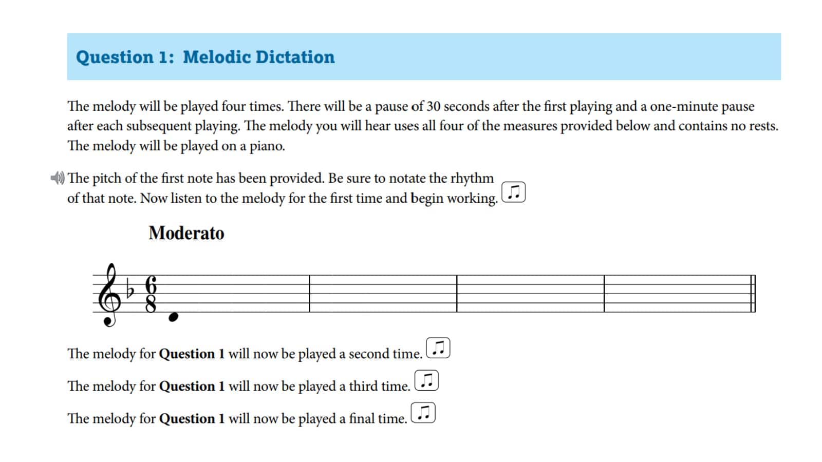 Sample question: Melodic Diction