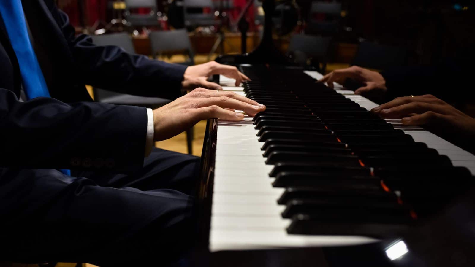 performing on piano