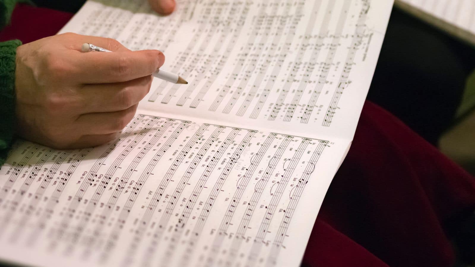 Reading music score