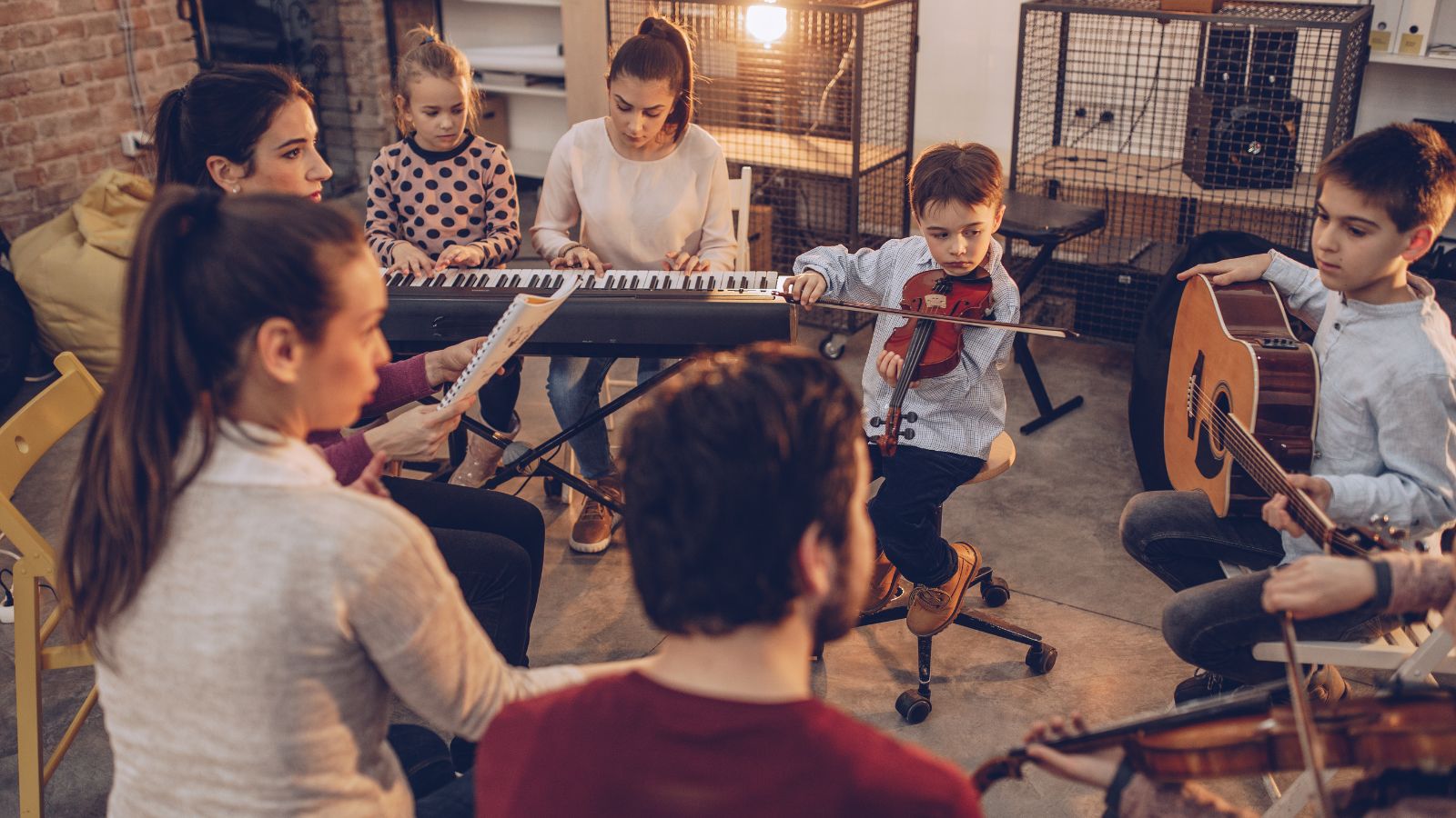 Kids playing instrument