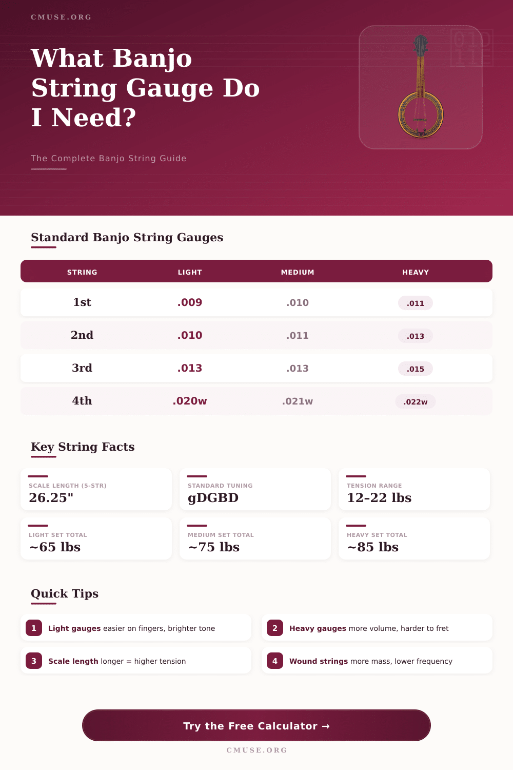 Banjo String Gauge Calculator – Find Your Perfect Setup