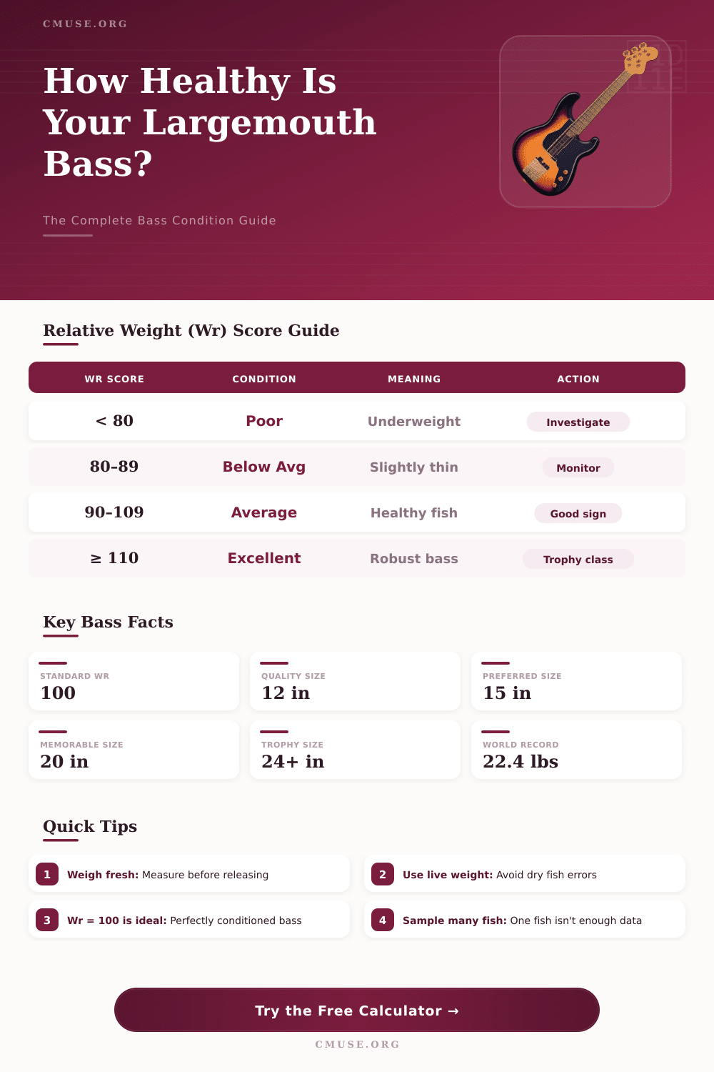 Largemouth Bass Relative Weight Calculator – Check Fish Condition