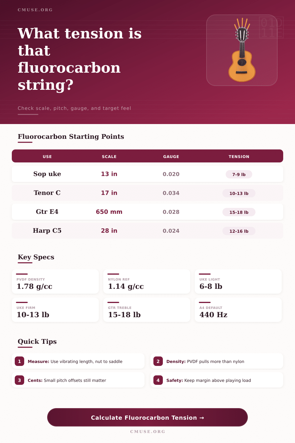 Fluorocarbon String Tension Calculator