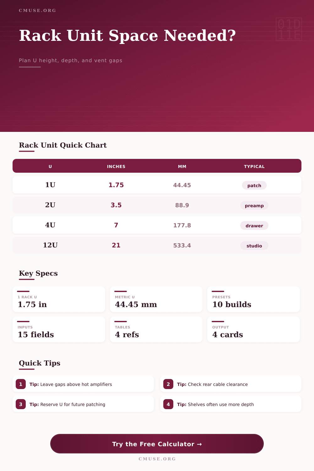Rack Unit Space Calculator