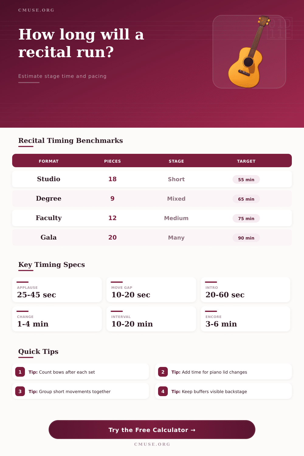 Recital Program Length Calculator