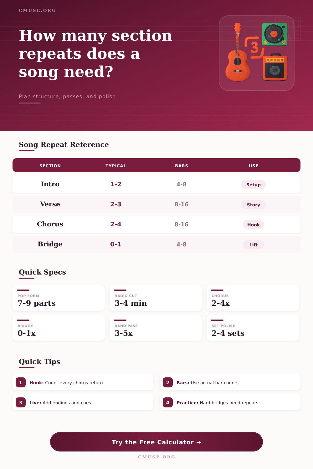 Song Section Repetition Count Calculator