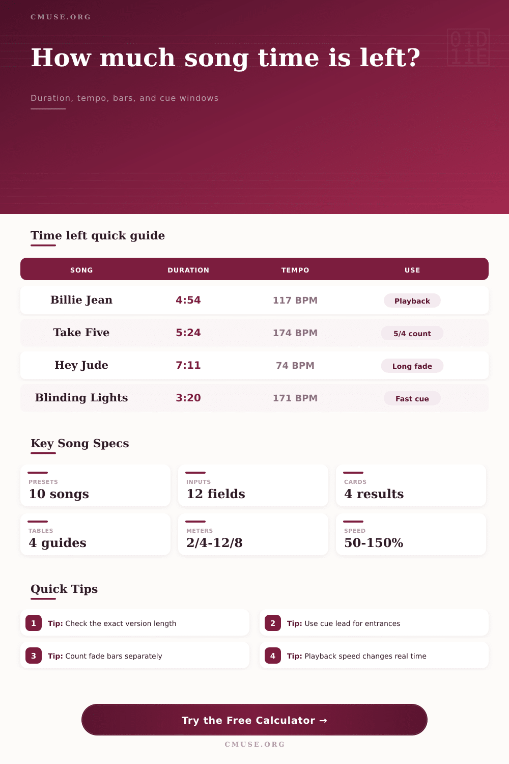 Time Left in Song Calculator